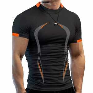 T-shirt coupe ajustée pour hommes en coton biologique OEM pour la musculation et les sports/Stock. - Product Image 5