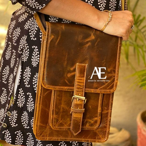 Bolso de mano de cuero auténtico de grano completo hecho a mano para mujer, bolso de hombro cruzado de uso de oficina de cuero Vintage auténtico - Product Image 1