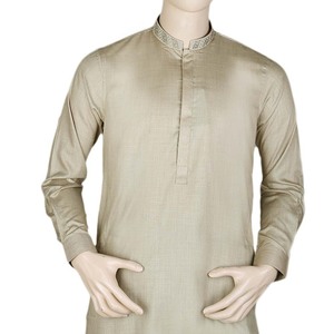 Kameez Shalwar para Hombre - Bordado - Color Caqui - Product Image 3