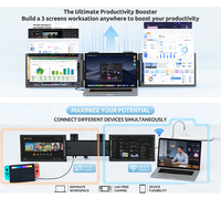 Moniteur portable Eimio 1080P 14 pouces, triple écran LCD double type C, extension d'écran triple pour ordinateur portable, panneau IPS, plug and play, OEM