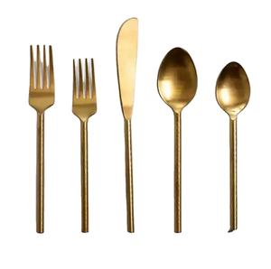 Prix de gros du fabricant Ensemble de couverts en acier inoxydable 18/8 Vaisselle Cuillère et fourchette dorées et couteau à fourchette pour restaurant - Product Image 1