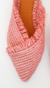 Rafia marroquí, zapatillas de rafia tejidas, toboganes de rafia, zapatillas de rafia, zapatos de rafia rosa, zapatos marroquíes, zapatos tejidos a mano - Product Image 2