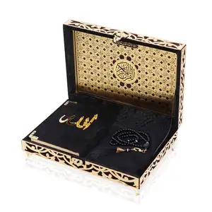 ベルベットで覆われたイスラムのギフトクレートベルベットで覆われたコーランゴールデンプレキシの詳細ボックスメーカー卸売でカスタマイズ可能な書き込み