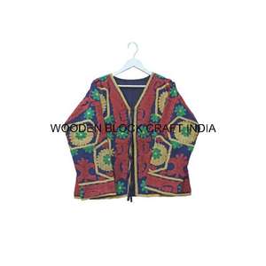 Chaqueta de Invierno para Mujer, Tejida a Mano, de Algodón, con Estampado Floral, Botones, Bordado a Máquina, Largo Regular, Transpirable - Product Image 1