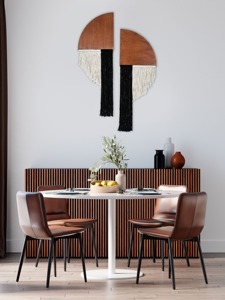 Arte de Pared de Madera y Macramé con Forma de Media Luna para una Decoración del Hogar Elegante, Exhibición de Pared con Estilo y Diseño Interior Moderno de la India - Product Image 2