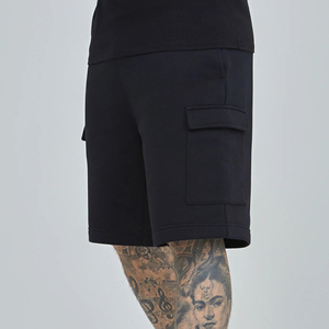 Nouveau arrivé 2025 100% coton hommes jogging shorts personnalisé DTF imprimé logo solide couleur noire hommes survêtement respirant hommes shorts - Product Image 3