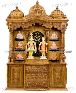 Highly Hand Carved Traditional Teak Wood Swaminarayan <b>Mandir</b> for Homes Big Size Floor Standing Temple DSTExports <b>Pooja</b> Unit USA - Product Image 5