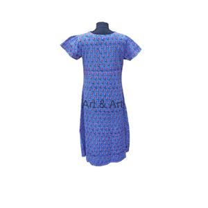 Robes indiennes en coton imprimé Handblock pour femmes de grande taille décontracté mi-longueur bretelles réglables poches imprimé floral - Product Image 5