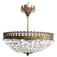 Magnifique lustre en laiton antique français avec verre en cristal de roche, idéal pour toute décoration intérieure, éclairage élégant E12