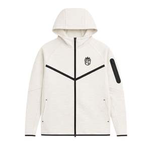 Conjunto Deportivo de Chaqueta con Capucha y Cremallera Completa y Pantalones Deportivos de Felpa Técnica para Hombre, Color Marfil, para Entrenamiento Atlético - Product Image 3