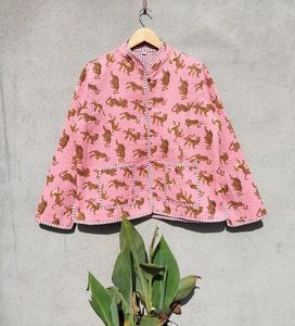 เสื้อโค้ทผ้าฝ้ายพิมพ์ลายเสือผ้าคอตตอนพิมพ์ลายเสือแบบกลับด้านได้สำหรับผู้หญิงฤดูหนาว - Product Image 6