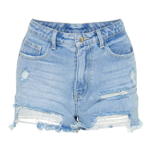 Pantalones Cortos de Mezclilla Elásticos y Transpirables de Moda, Pantalones Cortos de Mezclilla para Mujer, Ropa de Playa y Natación, Estilo Desgastado - Product Image 1