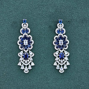 Boucles d'oreilles longues en zircon cubique plaqué rhodium Bijoux en diamant américain à la mode avec style de charme - Product Image 1