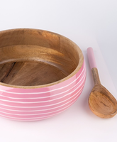 Bol à salade artisanal en émail, imprimé linéaire, biodégradable, écologique, jetable, en bois, fait main, contemporain