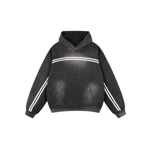 Sudadera con Capucha Estilo Streetwear con Lavado Ácido, Cinta de Contraste y Bordado - Product Image 1