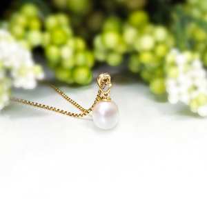 Collar con Colgante Clásico y Elegante con Perla de Agua Dulce, Plata de Ley 925, Bañado en Zinc Azul, Alta Calidad para Mujeres, Niñas y Niños - Product Image 6