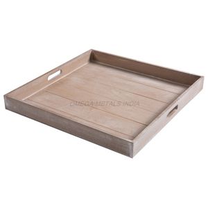 Bandeja de servicio de madera de acacia de New Look, acabado natural con forma curva y diseño decorativo para organizar y entretener - Product Image 4