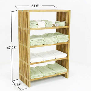 Étagères de salle de bain en teck autoportantes naturelles et élégantes pour une solution de rangement efficace - Product Image 6