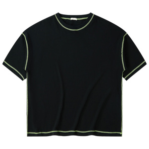 Nouveau logo personnalisé 230 grammes T-shirts en coton à col rond T-shirt surdimensionné de style ample à épaules tombantes de haute qualité pour hommes - Product Image 1