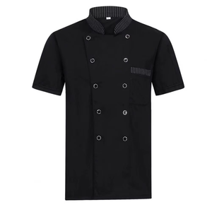 Cuello alto manga corta doble botonadura parche bolsillo Chef uniforme mujeres hombres servicio panadería transpirable Chef camisa - Product Image 4