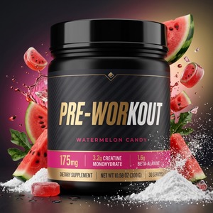 Poudre pré-entraînement personnalisée en marque blanche OEM 300g 30 portions avec créatine, bêta-alanine, saveur pastèque, complément nutritionnel sportif - Product Image 3