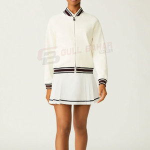 Chaqueta universitaria de dos tonos para mujer con aspecto escolar clásico y acabado acanalado, chaqueta Bomber Varsity para mujer - Product Image 2