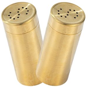 Juego de salero y pimentero de latón pulido de primera calidad, diseño redondo moderno, lujoso, elegante, duradero, de alta calidad, esencial para la cocina y el comedor - Product Image 1