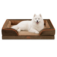 Lit pour chien et chat en velours écologique, moderne, super doux, lavable, oreiller orthopédique, chambre à coucher intérieure, hiver, motif uni
