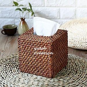 Boîte à mouchoirs et porte-serviettes en osier faits à la main pour meubles de rangement de cuisine à la maison - Product Image 3