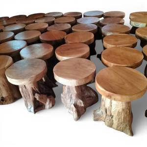 Taburete de Ducha de Raíz de Teca Natural de Lujo, Hecho a Mano, Madera Maciza Ecológica, Asiento de Baño Impermeable para Apartamento, Escuela o Spa - Product Image 3