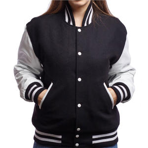 Chaqueta universitaria de talla grande para mujer, chaqueta con letras de béisbol de cuero y lana de calidad superior para mujer, manga larga - Product Image 3