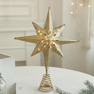 ท็อปเปอร์ต้นคริสต์มาสเกล็ดหิมะสุดทันสมัยพร้อมดาวระยิบระยับสีทองสำหรับตกแต่งบ้านตามเทศกาล - Product Image 6