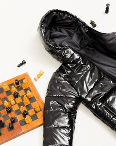 Veste matelassée finition brillante-Veste matelassée garçon-Veste noire - Product Image 1