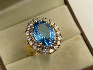 Handcrafted Radiant Blue Topaz Moissanite <b>Ring</b> Sterling Silver Jewelry Rhodium Plating Christian Religious Gift Fashion <b>Rings</b> - Product Image 5