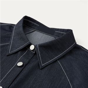 เสื้อยีนส์สตรีทแวร์สไตล์เกาหลีสำหรับฤดูใบไม้ร่วงเสื้อลำลองแบบพรีเมียมเสื้อปะต่อทรงหลวม - Product Image 4