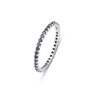 Black Spinal Stone Sólido 925 Sterling Silver Eternity Band Personalizar Tamaño Mujer Chica Joyería de moda Venta al por mayor Joyería a granel - Product Image 1
