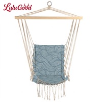Fauteuil suspendu en macramé avec barre de support en bois, pour l'intérieur et l'extérieur, avec pompons, pour jardin, patio, chambre