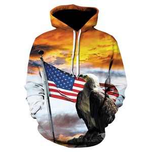 Sudadera con Capucha con Diseño de Águila y Bandera de EE. UU., Sublimada, para Hombre, Deportiva, de Moda, para Otoño e Invierno, de Manga Larga, Personalizable - Product Image 4