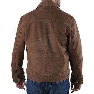 Veste en daim de haute qualité pour homme, avec fermeture éclair et logo frontal, pour un style décontracté et urbain - Product Image 5