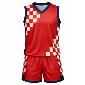 Uniforme de Voleibol Personalizado con Sublimación, Diseño a Cuadros Rojos, Sin Mangas, Conjunto de Camiseta de Voleibol para Hombre, Transpirable y de Secado Rápido - Product Image 1