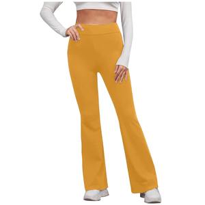 Pantalon de yoga évasé en nylon taille haute pour femme avec poches pantalon de yoga évasé pour sport Offre Spéciale leggings d'entraînement d'hiver - Product Image 1