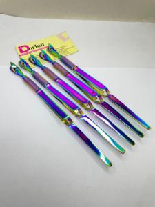 Pincher para decoración de uñas con revestimiento de arcoíris, empujador de cutículas multifunción 3 en 1, pinzas moldeadoras de uñas postizas para manicura de acero inoxidable - Product Image 4