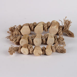 Triple jouet à mâcher en bois de café avec corde en chanvre, conçu pour l'entraînement interactif, la conception durable aide à nettoyer les dents et à réduire l'ennui - Product Image 1