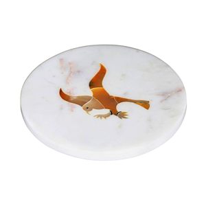 Tranches de bois rondes naturelles classiques faites à la main sur mesure Lot de 6 sous-verres en bois de 8 9 pouces avec incrustation d'os et de laiton fabriqués en Inde - Product Image 3