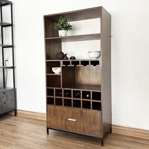 Armoire de salle à manger moderne en bois de caoutchouc TPA013 avec cave à vin intégrée pour mobilier de bar à domicile - Product Image 5