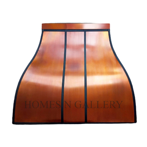 Hotte d'évacuation murale en cuivre massif, style ferme antique, sur mesure, pour foyer et cheminée, conçue pour villa de luxe - Product Image 1