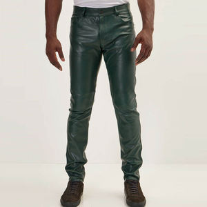 กางเกงหนังสไตล์สตรีทสำหรับผู้ชายกางเกงหนังผ้าถักตรงดีไซน์ทันสมัย - Product Image 1