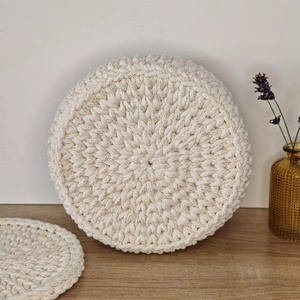 Crochet Round <b>Seagrass</b> <b>Basket</b> <b>with</b> <b>Lid</b> Full Color Modern Home Storage Bathroom Organizer for New Home Gift - Product Image 2