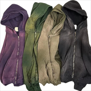 Sweat à capuche pour homme, poids lourd, délavé à l'acide, en coton éponge de haute qualité, logo personnalisé sans ficelle, design surdimensionné d'hiver teint en plaine - Product Image 2