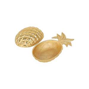 Bol à fruits en aluminium plaqué or artisanal, gaufrage en forme de pin, décoration de table, bol de service pour aliments - Product Image 2